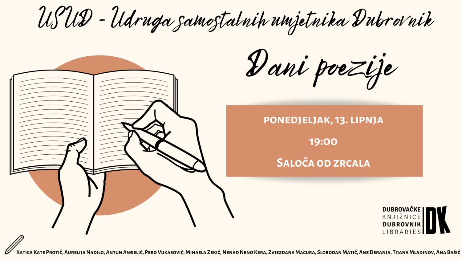 Dan poezije u Dubrovačkim knjižnicama s Udrugom slobodnih umjetnika